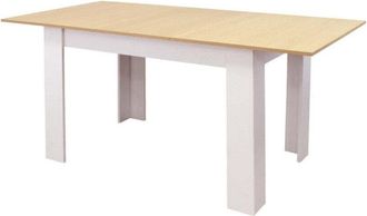 No Brand Tavolo da interno sala da pranzo in legno laminato bianco e marrone chiaro allungabile fino a 160 cm