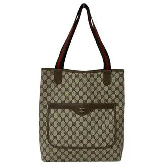 Gucci Brown Green Red Color Leather Pvc Shoulder Bag Tote Bag (Pre-Owned)