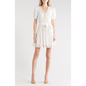 Rails Tulip Short Sleeve Cotton A-Line Dress in White at Nordstrom Rack, Size X-Large
