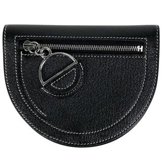Herm&egrave;s Black Chevre Myzore Leather Wallet (Bi-Fold) (Pre-Owned)
