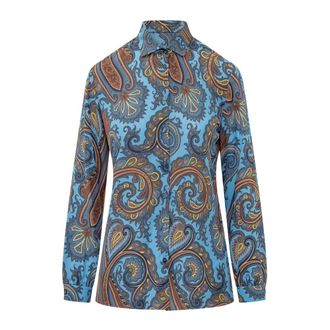 Etro Dames, Blouses & Shirts, Blauw, Maat: L Zijde