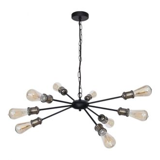 Fabrilamp L&aacute;mpara De Techo Aryana 9xe27 Al.reg.xd.65cm Negro/cuero