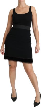 Dolce & Gabbana Womens Black A-Line High Waist Mini Viscose Skirt