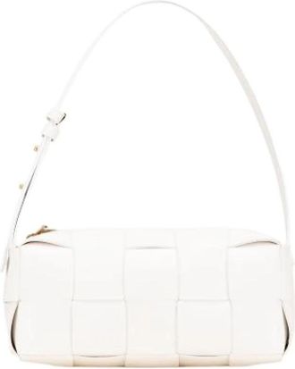 Bottega Veneta Pre-owned Geweven Lamsvacht Schoudertas - Dames - Vintage Handtas - Wit - ONE Size - Leer - Vintage