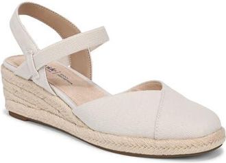 Life Stride Pilar Slingback Espadrille Platform Wedge Sandal in Bone at Nordstrom, Size 9.5