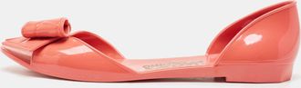 Ferragamo Coral Pink Jelly Barbados Bow Ballet Flats