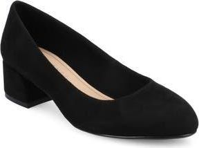 Journee Collection Saarii Block Heel Pump in Black Suede at Nordstrom Rack, Size 6.5
