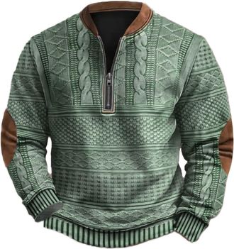 Generic Yolimok Mens Jumpers Sale Clearance, Oversized Mens Hoodies Sweatshirt Hoodie Pullover Western Sweatshirts - Substantial Mens Vintage Knit Print Zip-U