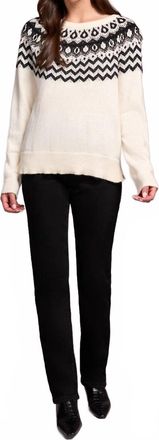 Tribal Fair Isle Soft Beaded Scoop Neck Sweater In Cream