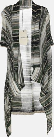 424 Marina Rinaldi Multicolor Stripe Stretch Lurex Knit Cardigan