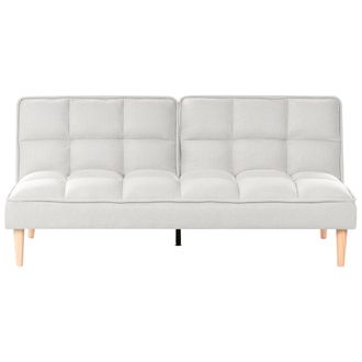 Beliani Sof&aacute; Cama Moderno Tela F&aacute;cil De Limpiar Sin Reposabrazos Clic Clac Blanco Crema Siljan