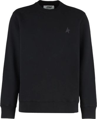 Golden Goose Hoodies & sweatvesten, Heren, Zwart, M, Katoen, Katoenen Sweater met Ronde Hals