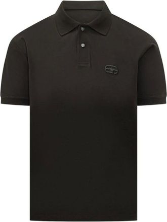 Emporio Armani Polo Shirts, male, Black, Size: 2XL Logo-patch Polo Shirt