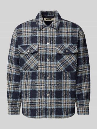 Woodbird Loose Fit Hemdjacke in Melange-Optik Modell Buck in Marine, Gr&ouml;&szlig;e M
