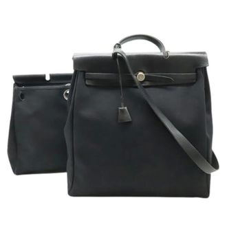 Herm&egrave;s Pre-owned Vintage Canvas Shoulder Bag - Dames - Pre-owned - Zwart - Maat: ONE Size