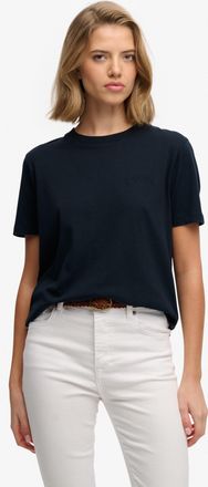 Superdry T-Shirt SUPERDRY Essential Logo Emb Tee, Damen, Gr. XXL, eclipse navy, Single Jersey, Obermaterial: 100% Baumwolle, unifarben, normal, Rundhals, Shirt