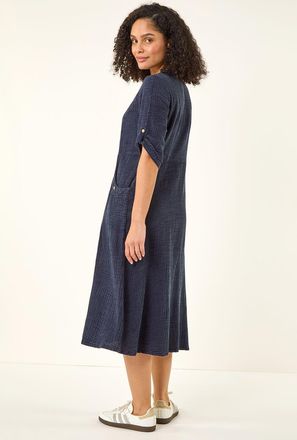 Roman Textured A-Line Midi Dress