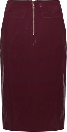 Self Portrait Purple Glossy Faux-Leather Midi Skirt