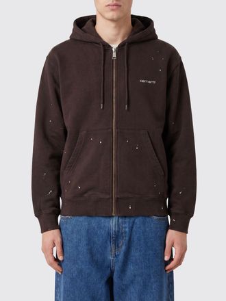 Carhartt Work in Progress Felpa con cappuccio e zip in cotone con logo a contrasto