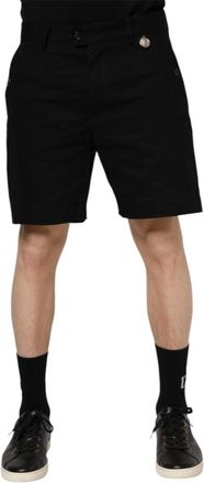 Dolce & Gabbana Korte Broeken, Heren, Zwart, M, Katoen, Zwarte Katoenen Bermuda Shorts