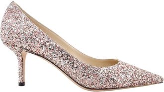 Jimmy Choo London Love 65 Rose Coarse Glitter Fabric Pumps