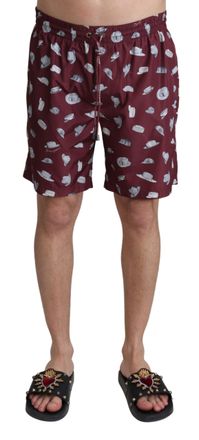 Dolce & Gabbana Heren Marron Hoeden Print Strandkleding Shorts Zwemkleding