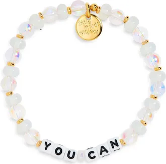 Little Words Project You Can Crystal Clear Beaded Stretch Bracelet in White at Nordstrom, Size Small/medium