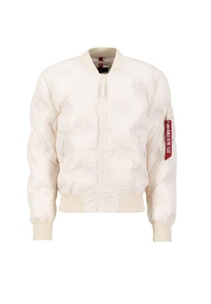 Alpha Industries Alpha Industries Mens MA-1 Embroidery Logo Puffer Bomber Jacket - Off-White - Size 2XL