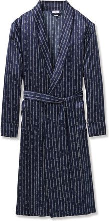 Petite Plume Nautical Stripe Mulberry Silk Robe in Navy at Nordstrom, Size Small