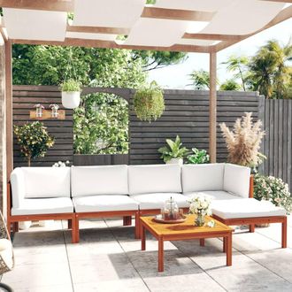 vidaXL Conjunto De Jard&iacute;n De 6 Piezas Con Cojines, Madera Color Crema, Acacia Y Cuerda Vidaxl