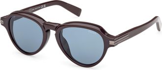 Ermenegildo Zegna Bold Dark Brown Acetate Sunglasses with Distinctive Bevels