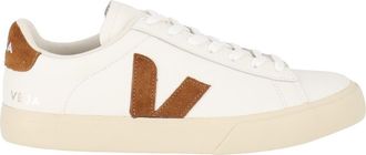 Veja White Campo Cognac Suede Accent Low-Top Sneakers