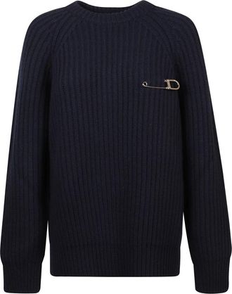 Prada Wollen Trui - Dames - Ronde hals truien - Blauw - XS - Wol - Truien & Vesten