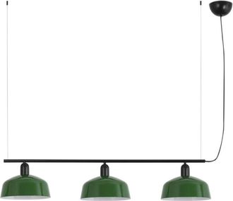 Faro Barcelona Faro Tatawin L&aacute;mpara Colgante De Techo De Barra Mediana, Negra, Verde Brillante, 3 Bombillas E27