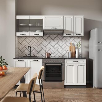 Vicco Mueble De Cocina R-line, Casa De Campo Blanca/antracita, 200 Cm Sin Encimera