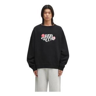 Fiorucci Sweatshirt met krullend lollylogo en relaxte pasvorm - Heren - Sweatshirts & Hoodies - Zwart - Maat: XL Katoen