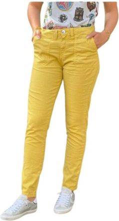 Islow Pantalon Morgane - Dames - Slim Fit Broeken - Geel - W25 - Katoen - Broeken