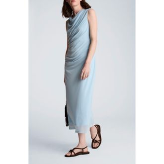 Kenneth Cole Ruched Sleeveless Midi Dress in Tranquil Blue at Nordstrom, Size 10