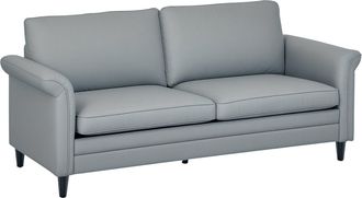 HOMCOM Modern 3 Seater Sofa for Living Room - Fabric Couch Settee - Grey | TJ Hughes