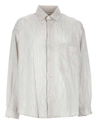 Amish Neutrals Relaxed Fit Crinkle Cotton-Blend Shirt