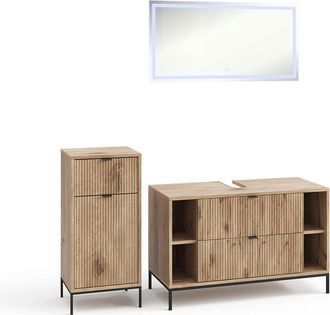 Vicco Conjunto De Muebles De Ba&ntilde;o De 3 Piezas Eliza, Roble Vikingo, 3 Partes, Vicco