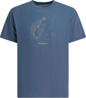 Montbell Wickron T Single Line Trout - Heren - T-shirts - Blauw - M - Polyester - Tops