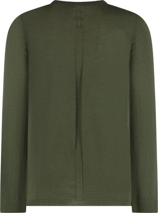 Rick Owens Mens Virgin Wool Crewneck Sweater Green Sweatshirts