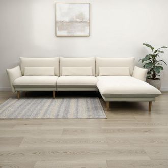 Domo Collection Ecksofa »Leuven modern mit schmalen Armlehnen, Breite 282 cm, L-Form« angenehm feste Polsterung, bodenfrei, 19 cm hohe Holzfüsse