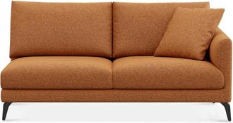 Castlery Lena Right Arm 2 Seater Sofa Customized, Performance Boucle, Rust, Matte Black Legs, Spill Resistant, Removable Covers for Castlery