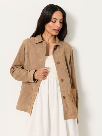 Fat Face FatFace Erin Beige Regular Suede Jacket