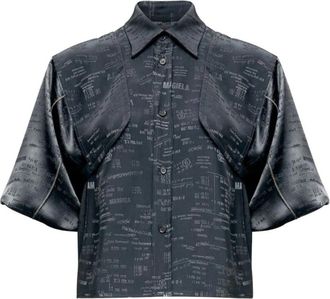 Maison Margiela Jacquard Convertible Shirt - Dames - Overhemden - Grijs - S - Leer - Overhemden