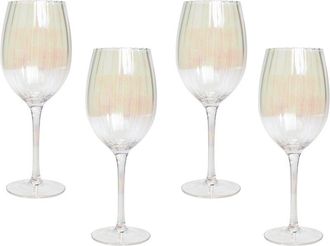 Beliani Beliani - Conjunto De 4 Copas De Vino Tinto Sopladas A Mano 53 Cl Acabado Iridiscente Morganite