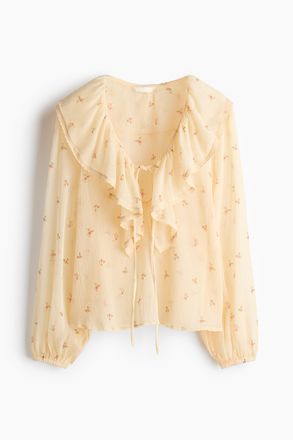 H&M Crinkled chiffon blouse - Yellow