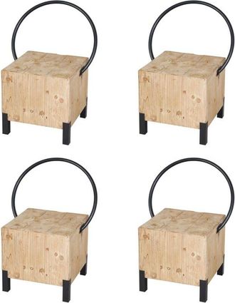 Hhg Set 4x sedie sala pranzo soggiorno industriale HHG 601 84x60x50cm legno abete naturale ferro nero